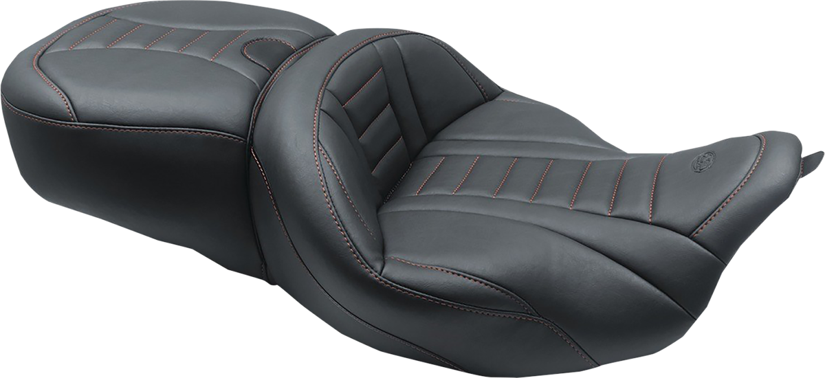 Mustang Deluxe Tour Red Stitching Seat fits 2008-2024 Harley Touring 79006AB