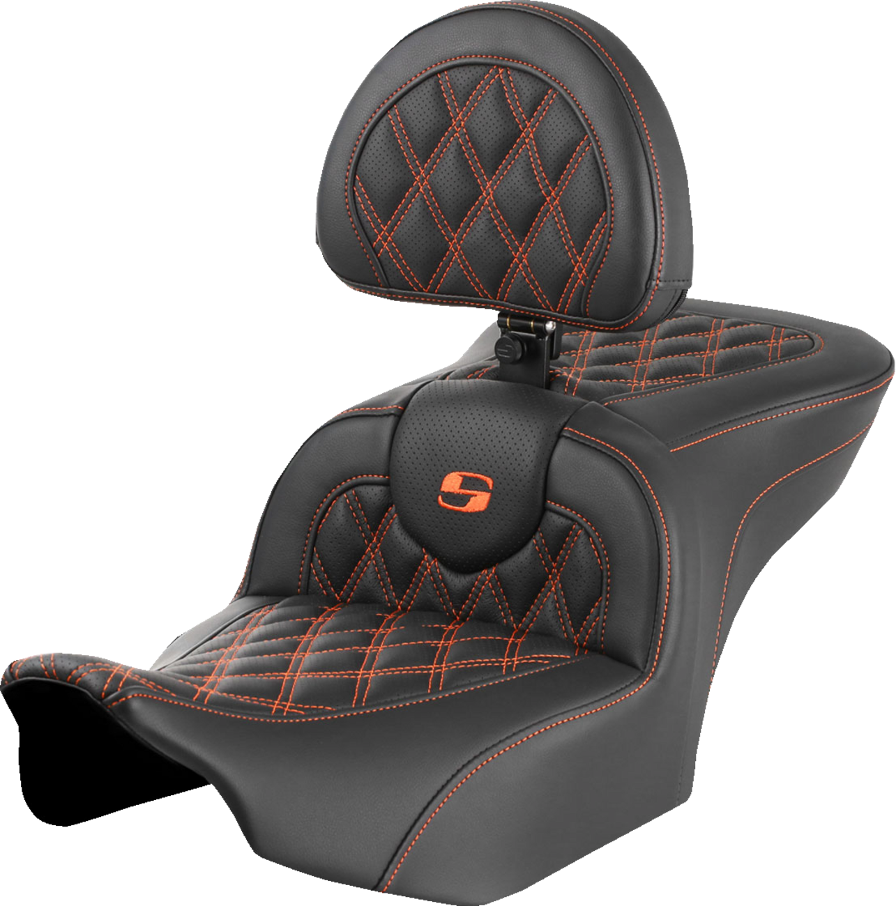 Saddlemen Roadsofa Orange Lattice Gel Seat w/ Backrest 2023-2025 Harley Touring