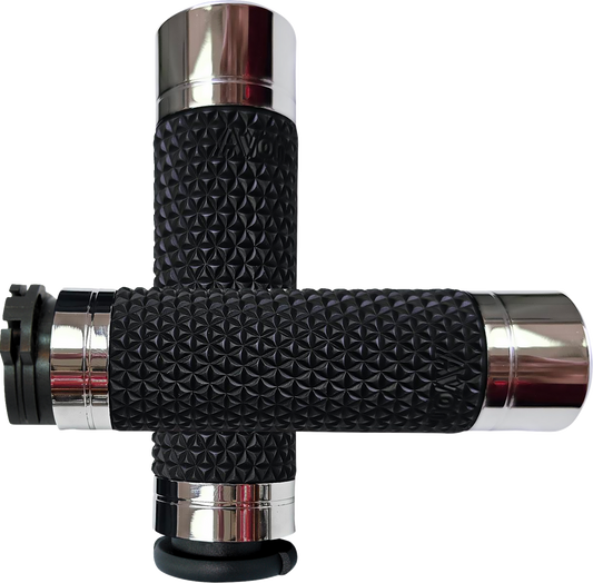 Avon K25 Cable Chrome Handlebar Grips Soft Diamond Knurled for 1980-2022 Harley