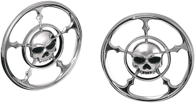 Kuryakyn Chrome Zombie Front Fairing Speaker Grilles 96-13 Harley Dresser 3787