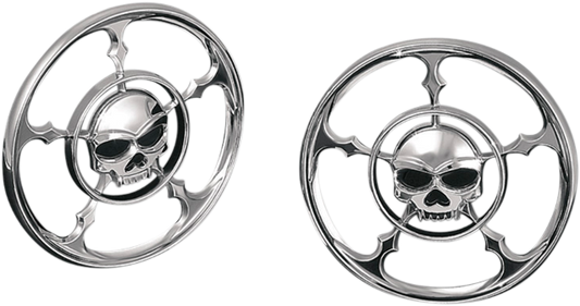 Kuryakyn Chrome Zombie Front Fairing Speaker Grilles 96-13 Harley Dresser 3787