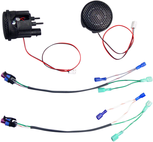 J&M Black Rokker Front Fairing Tweeter Kit 98-13 Harley Bagger Touring FLHT FLHX