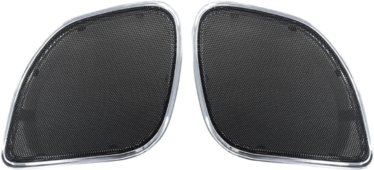 Hogtunes Chrome Trim Front Fairing Speaker Grilles 2015-2023 Harley Road Glide