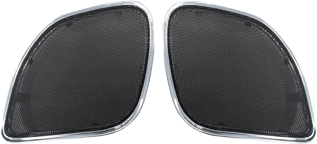 Hogtunes Chrome Trim Front Fairing Speaker Grilles 2015-2023 Harley Road Glide