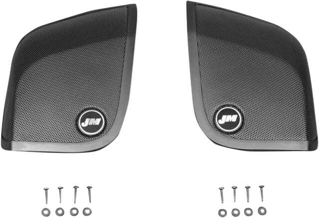 J&M Black Saddlebag Lid Speaker Grill Set for 14-19 Harley Davidson Touring FLHX