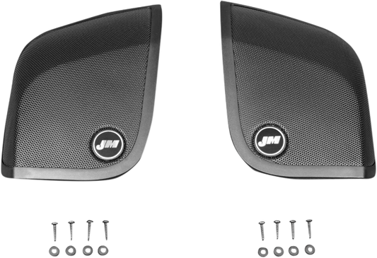 J&M Black Saddlebag Lid Speaker Grill Set for 14-19 Harley Davidson Touring FLHX