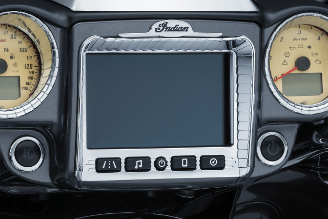 Kuryakyn 5198 Chrome Aztec Stereo Accent for 17-18 Indian chieftains Roadmaster