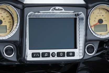 Kuryakyn 5198 Chrome Aztec Stereo Accent for 17-18 Indian chieftains Roadmaster