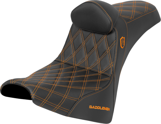 Saddlemen SDC Orange Lattice Seat & Backrest for 18-25 Harley Softail FXBB FXST