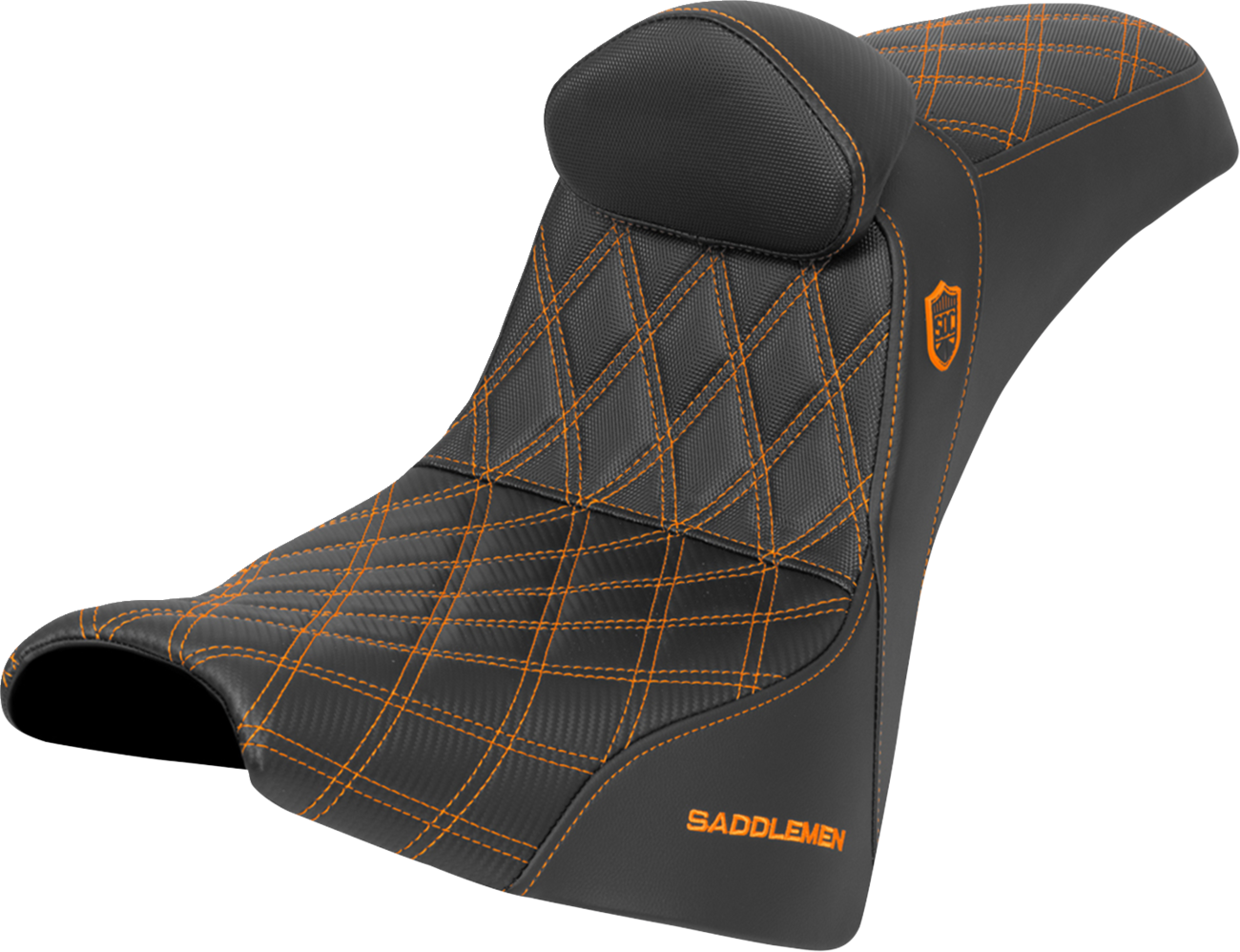 Saddlemen SDC Orange Lattice Seat & Backrest for 18-26 Harley Softail FXBB FXST