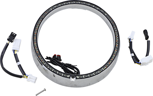 Custom Dynamics Chrome Sequential LED Headlight Trim 2006-13 Harley Touring FLHT