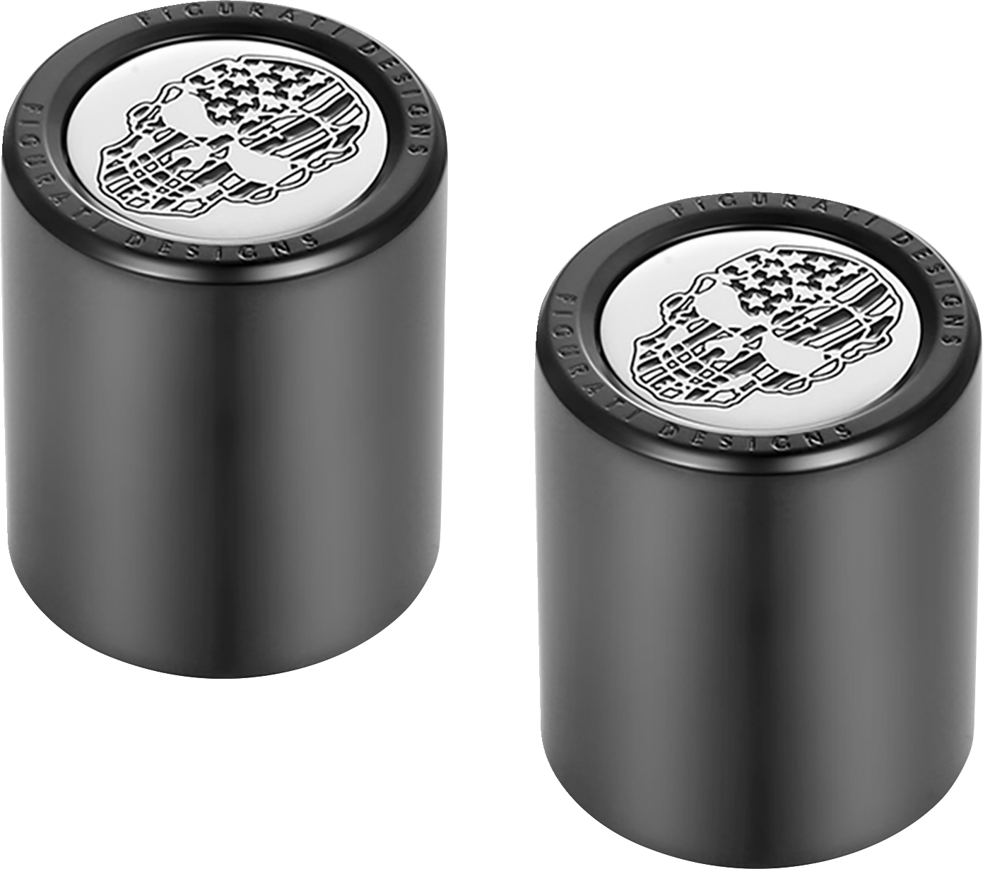 Figurati B&W Skull USA Flag Short Magnetic Docking Hardware Covers for Harley