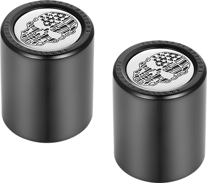 Figurati B&W Skull USA Flag Short Magnetic Docking Hardware Covers for Harley