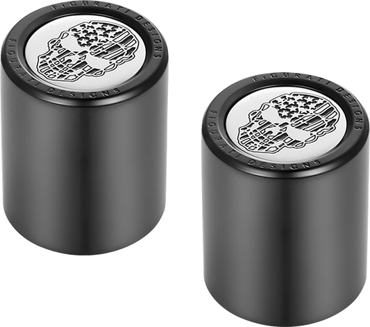 Figurati B&W Skull USA Flag Short Magnetic Docking Hardware Covers for Harley