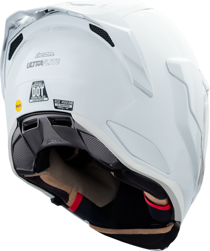Icon Ultraflite Solid Gloss White MIPS Full Face Unisex Adult Motorcycle Helmet