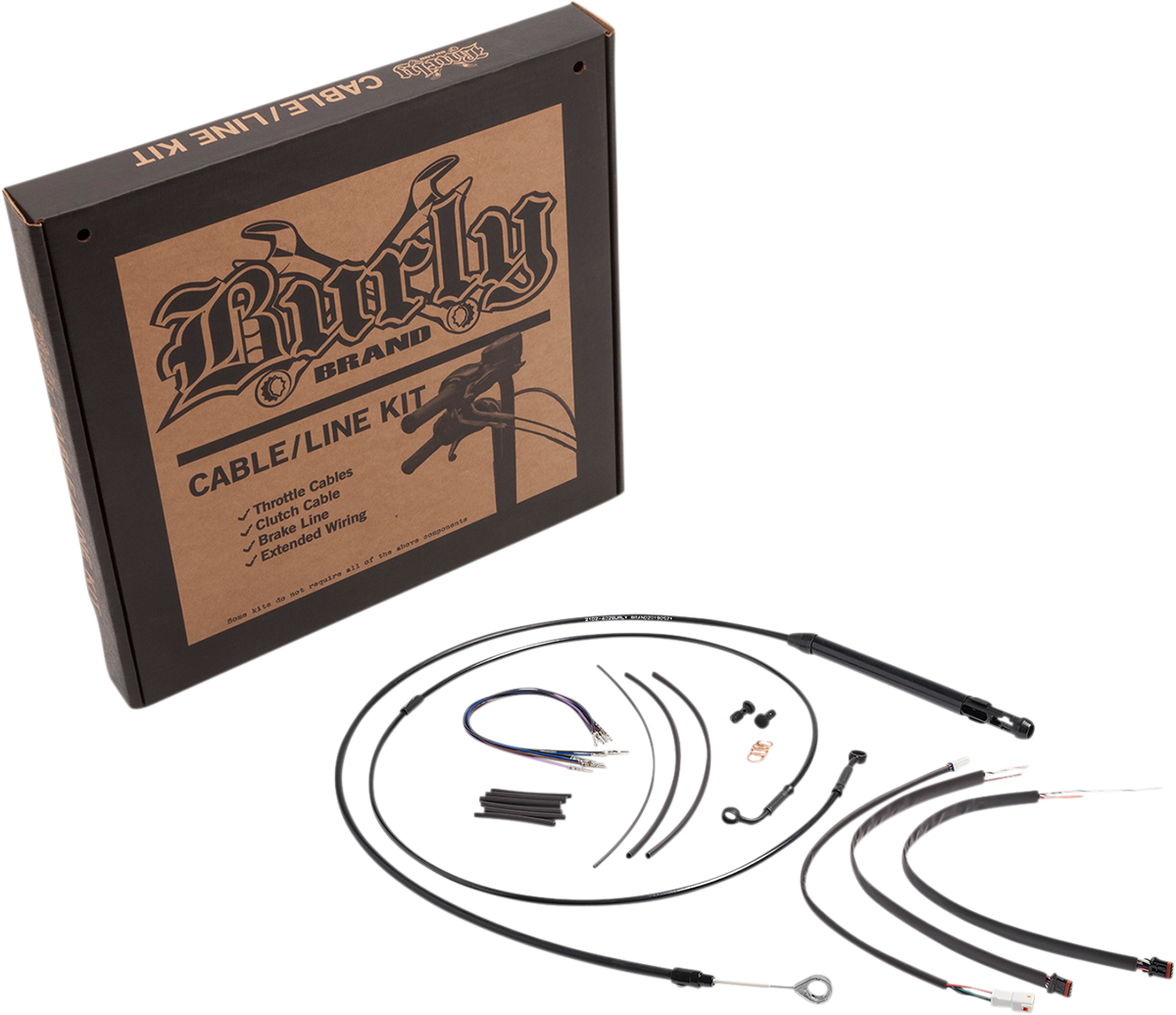 Burly Brand 16" Ape Hanger Handlebar ABS Cable Kit for 2018-2024 Harley Softail