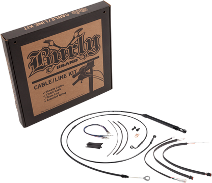 Burly Brand 16" Ape Hanger Handlebar ABS Cable Kit for 2018-2024 Harley Softail