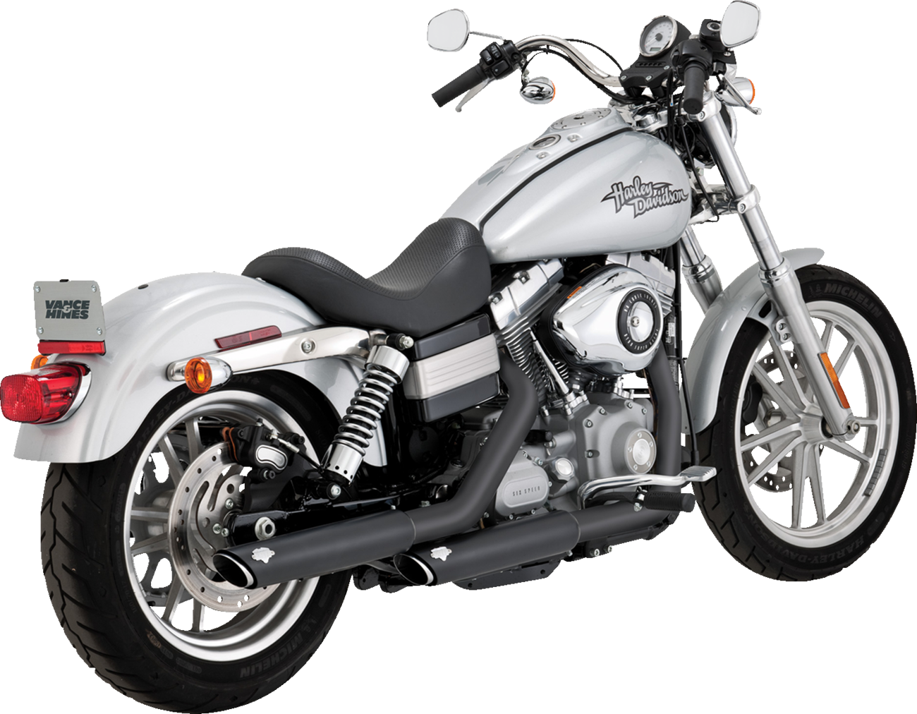 Vance & Hines Twin Slash 3" Black Slip On Mufflers 1991-2009 Harley Dyna FXD