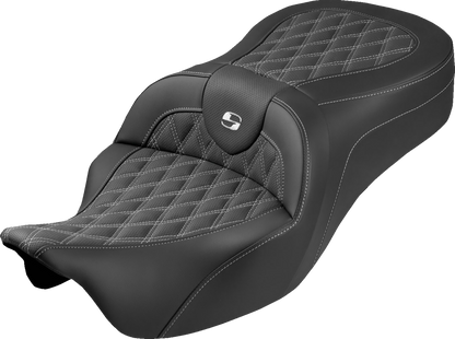 Saddlemen Roadsofa King White Lattice Gel Seat fits 2008-2025 Harley Touring