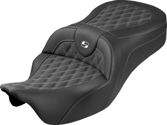 Saddlemen Roadsofa King White Lattice Gel Seat fits 2008-2025 Harley Touring
