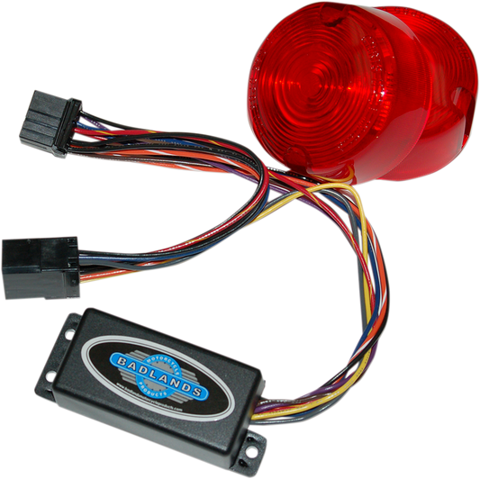 Badlands 8 pin Turn Signal Illuminator & Red lenses 1997-2001 Harley Softail FXD