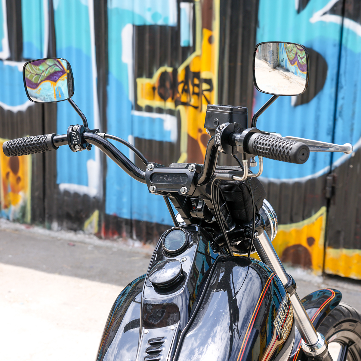 Thrashin Supply Black 6.5" Pullback Motorcycle Handlebar Risers for Harley