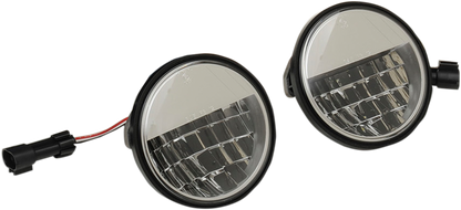 Drag Specialties Universal Chrome 4.5" LED Motorcycle Fog Passing Lights Harley