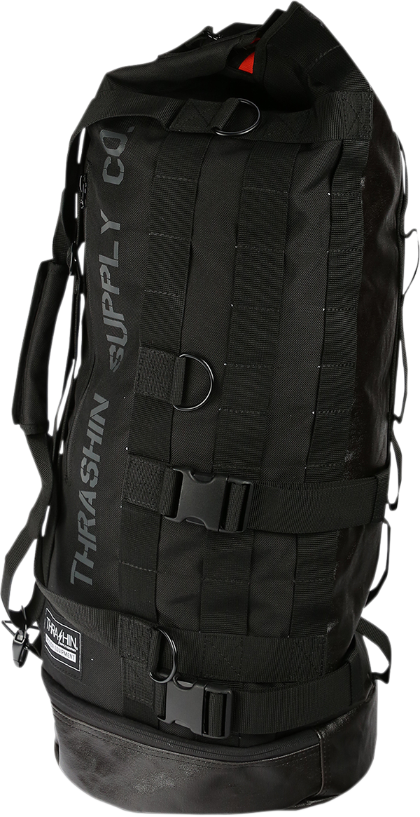 Thrashin Black Zipper Mission Sissybar Molle Webbing Duffle Bag for Harley