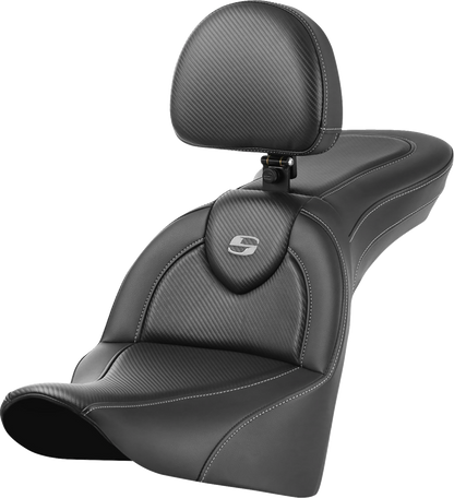 Saddlemen Roadsofa Carbon Seat & Backrest for 2018-2026 Harley Softail FLHC FLSL