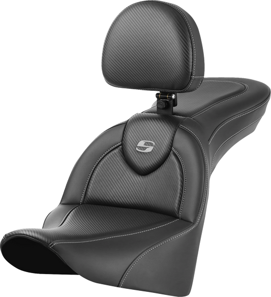 Saddlemen Roadsofa Carbon Seat & Backrest for 2018-2025 Harley Softail FLHC FLSL