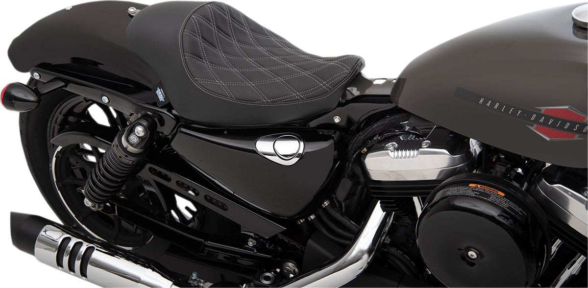 Drag Specialties Silver Diamond Stitch 3/4 Solo Seat 2004-2022 Harley Sportster