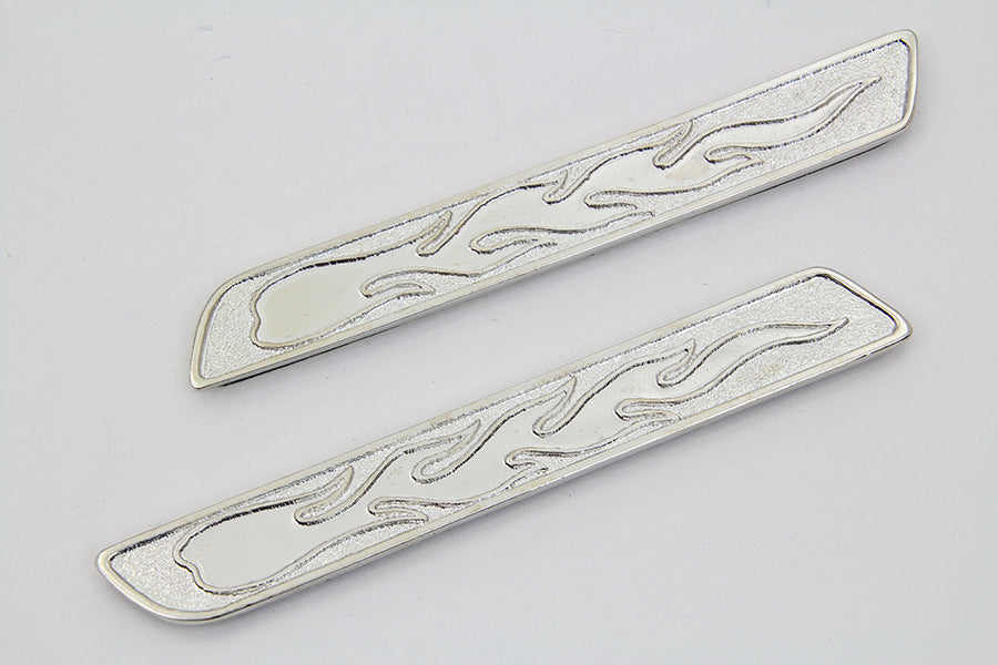 VTwin Chrome Flame Saddlebag Face Plate insert set 1993-2014 Harley Touring FLT