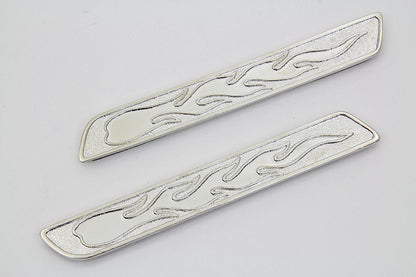 VTwin Chrome Flame Saddlebag Face Plate insert set 1993-2014 Harley Touring FLT