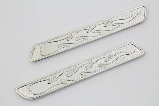 VTwin Chrome Flame Saddlebag Face Plate insert set 1993-2014 Harley Touring FLT