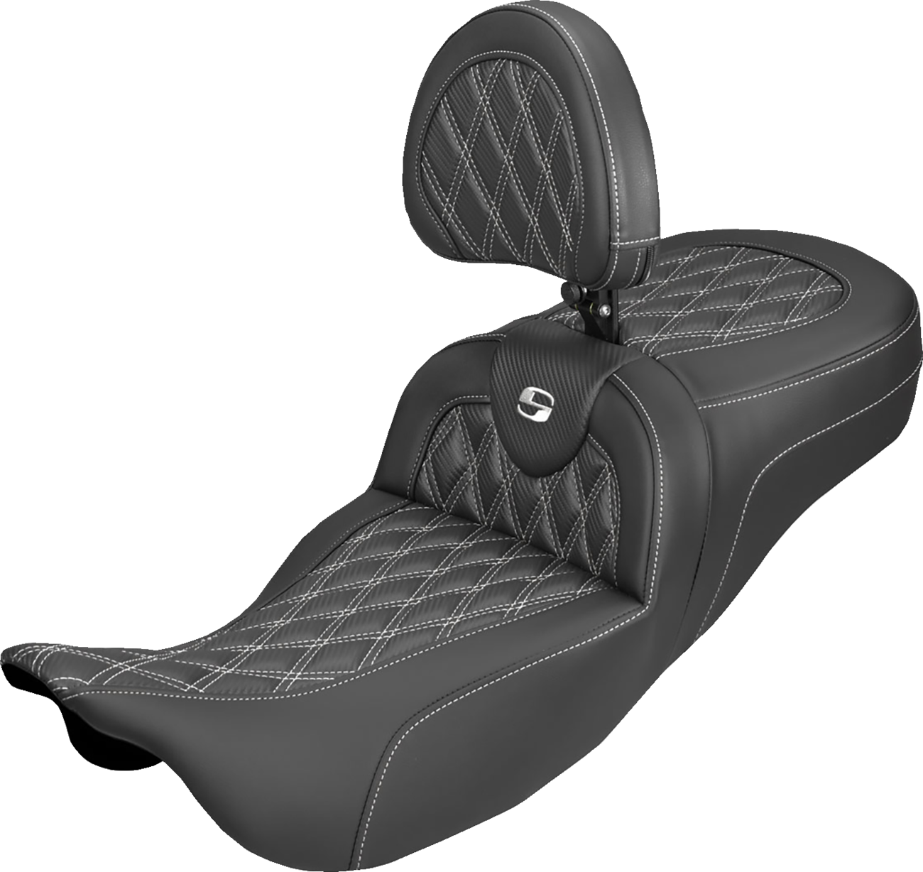 Saddlemen Roadsofa White Lattice Extended Seat & Backrest 2008-25 Harley Touring