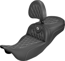 Saddlemen Roadsofa White Lattice Extended Seat & Backrest 2008-25 Harley Touring
