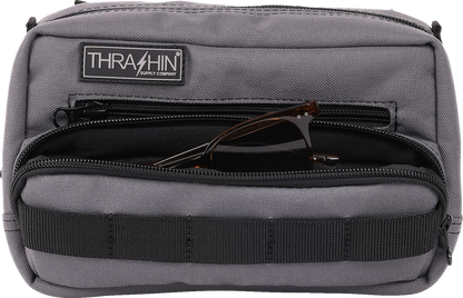 Thrashin Supply Gray Motorcycle Handlebar Storage Bag Plus for Harley THB-0018