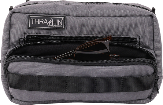 Thrashin Supply Gray Motorcycle Handlebar Storage Bag Plus for Harley THB-0018