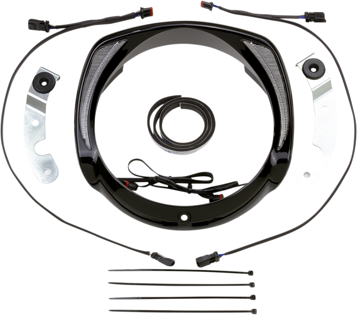 Ciro Fang Black Motorcycle LED Headlight Bezel 2014-2024 Harley Touring Models