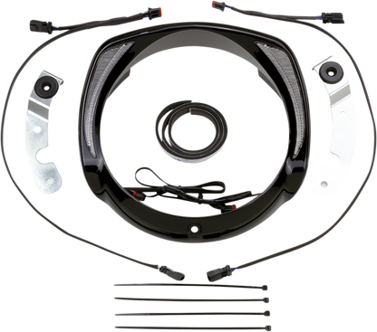 Ciro Fang Black Motorcycle LED Headlight Bezel 2014-2024 Harley Touring Models