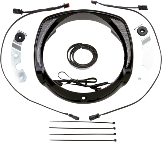 Ciro Fang Black Motorcycle LED Headlight Bezel 2014-2024 Harley Touring Models