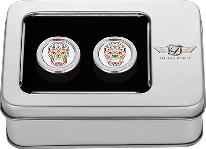 Figurati Designs Silver Sugar Skull Medium Docking Hardware Covers for Harley