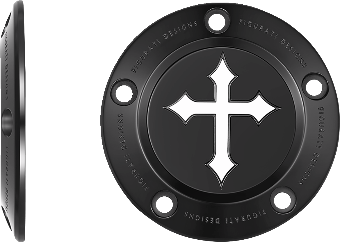 Figurati Designs Cross Stainless Steel Black Timing Cover for 1999-2017 Harley
