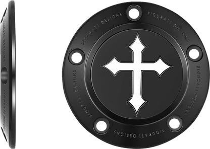 Figurati Designs Cross Stainless Steel Black Timing Cover for 1999-2017 Harley