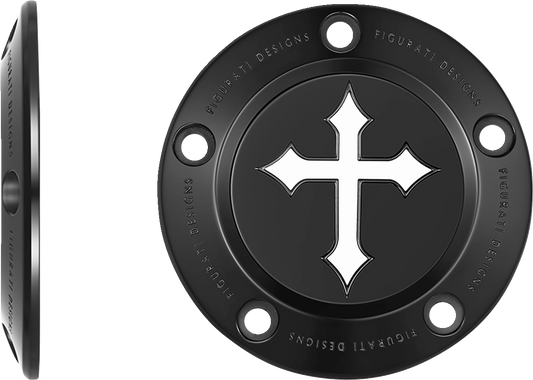 Figurati Designs Cross Stainless Steel Black Timing Cover for 1999-2017 Harley