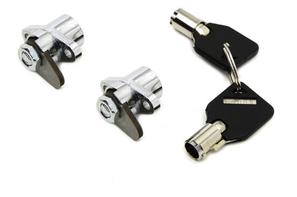 VTwin Chrome Saddlebag Lock & Key Kit 1993-2013 Harley Davidson Touring FLT FLHT