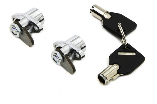 VTwin Chrome Saddlebag Lock & Key Kit 1993-2013 Harley Davidson Touring FLT FLHT