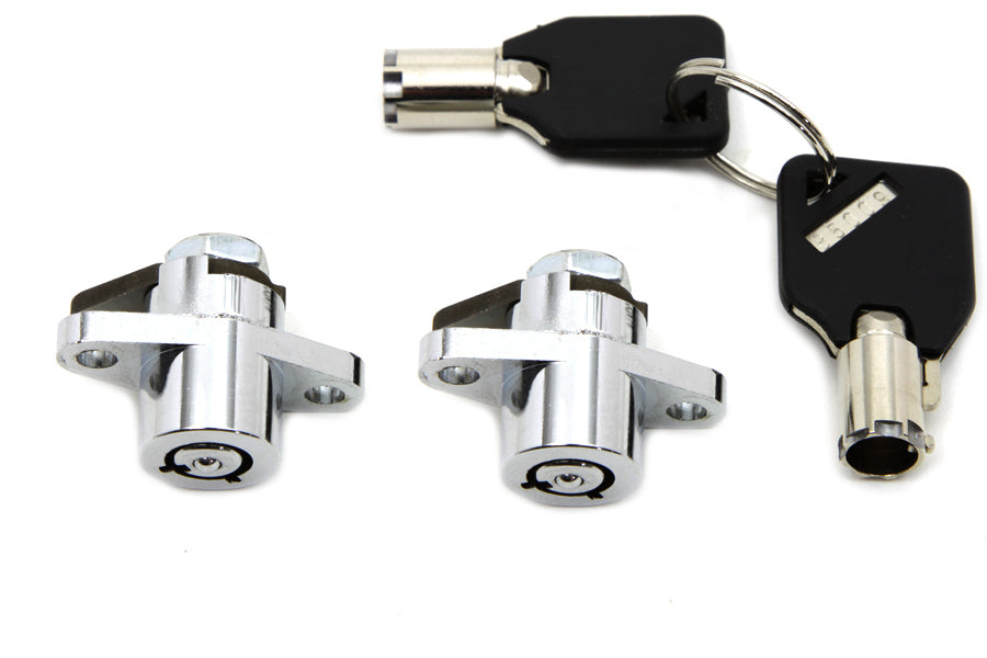 VTwin Chrome Saddlebag Lock & Key Kit 1993-2013 Harley Davidson Touring FLT FLHT