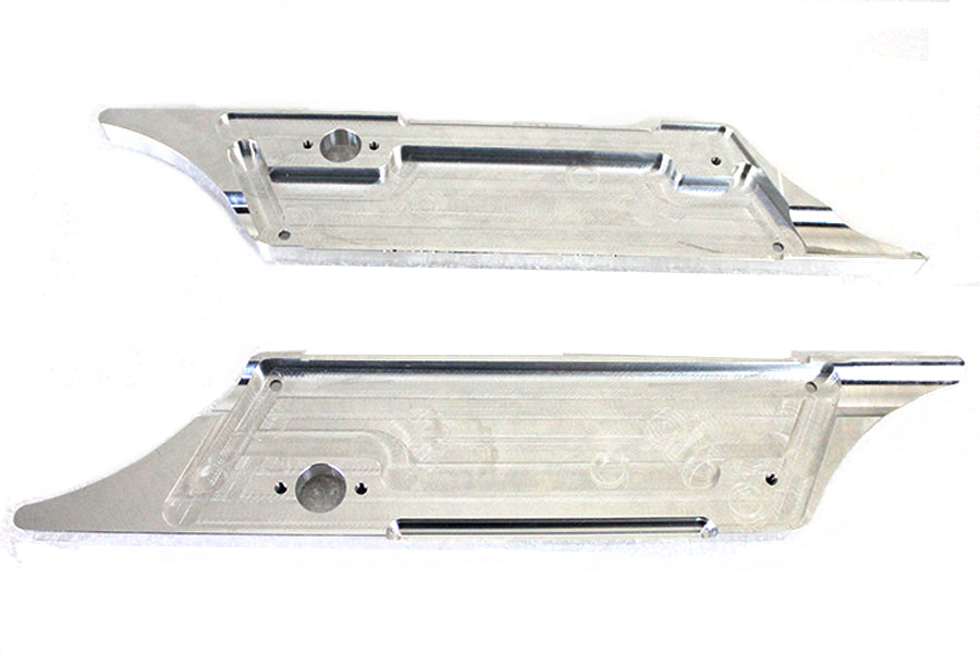VTwin Black Flames Chrome Saddlebag Hinge Covers 1993-2013 Harley Touring FLT