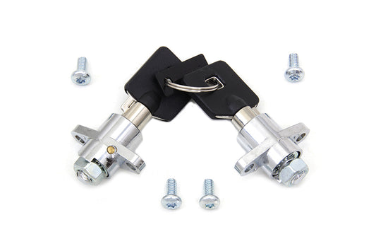 VTwin Chrome Saddlebag Lock & Key Kit for 2014-2021 Harley Davidson Touring FLT